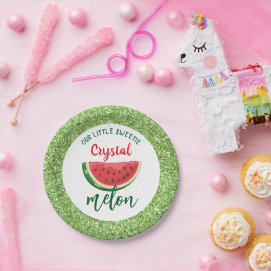 Einer in einem Melon-Glitzer Watermelon Erstgeburt Pappteller (Party)