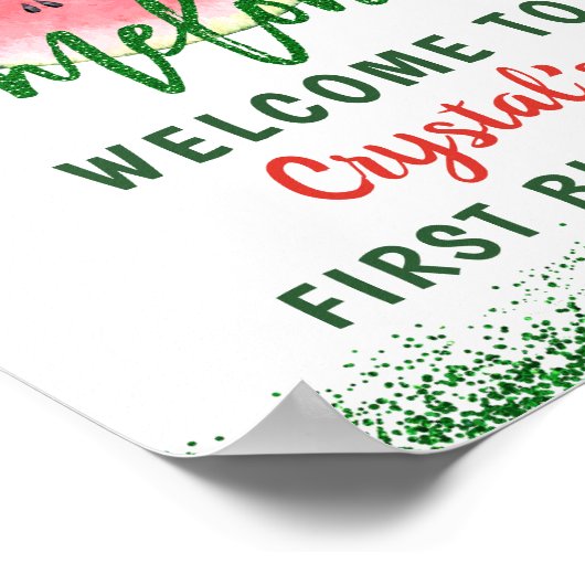 Einer in einem Melon-Glitzer Watermelon Erstgeburt Poster (Ecke)