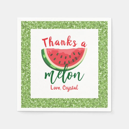 Einer in einem Melon-Glitzer Watermelon Erstgeburt Serviette (Vorderseite)