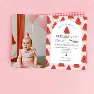 Einer in einem Melon Little Sweetie ersten Geburts Einladung