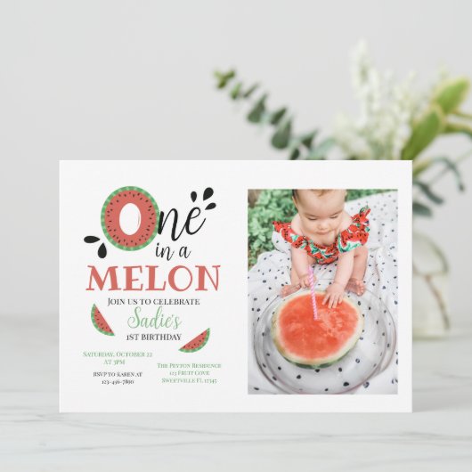 Einer in einem Melon Watermelon Einladung (Stehend Vorderseite)