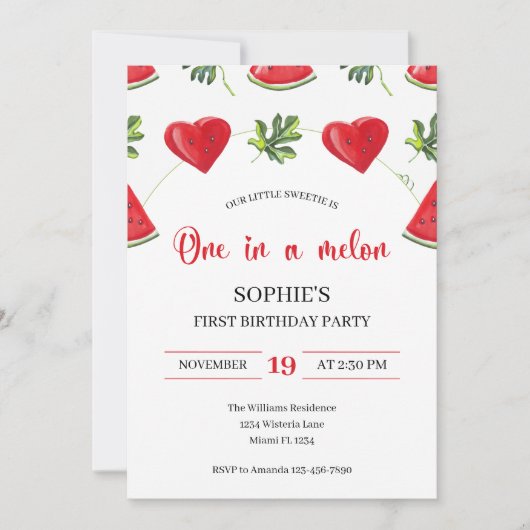 Einer in einem Melon Watermelon Einladung (Vorderseite)