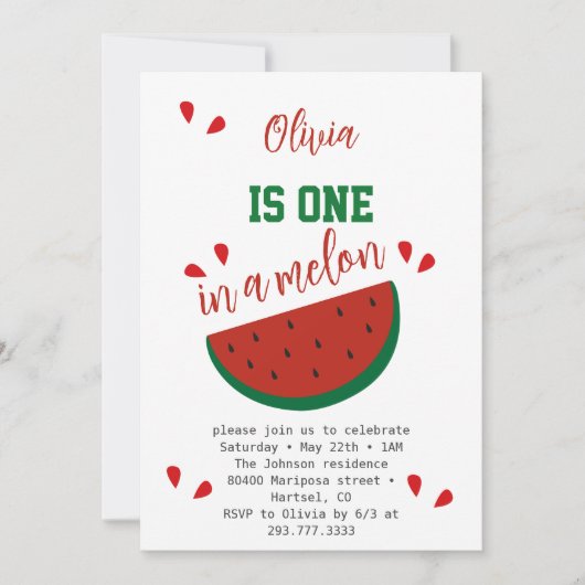 Einer in einem Melon Watermelon Einladung (Vorderseite)