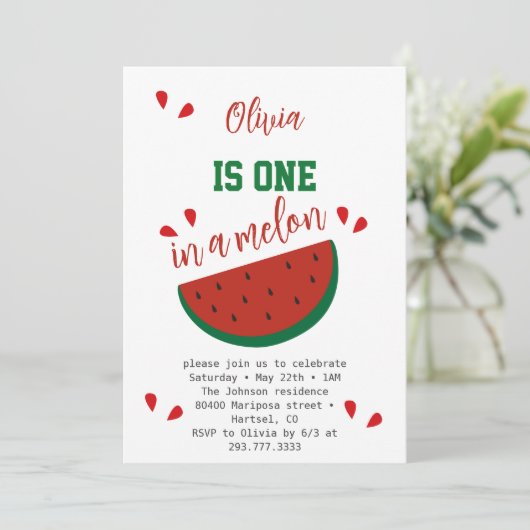 Einer in einem Melon Watermelon Einladung (Stehend Vorderseite)