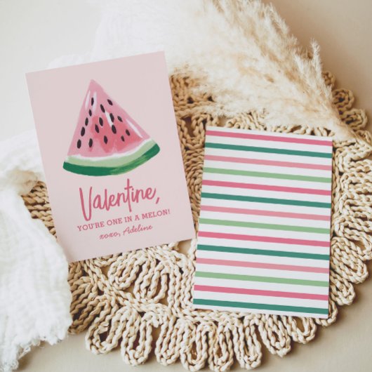 Einer in einem Melon Watermelon Kinder-Valentinsta Mitteilungskarte