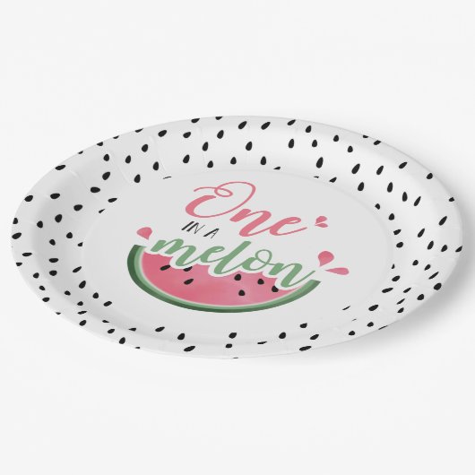 Einer in einem Melon Watermelon Pappteller (Schrägansicht)