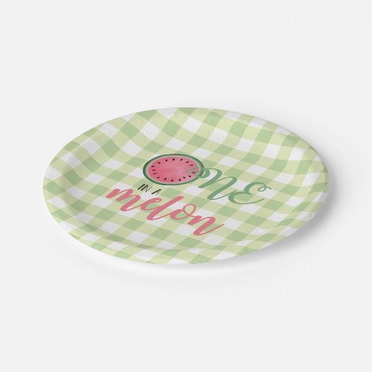 Einer in einem Melon Watermelon Pappteller (Schrägansicht)