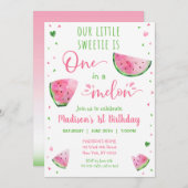 Einer in einem Melon Watermelon zum ersten Geburts Einladung (Vorne/Hinten)