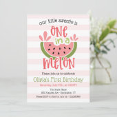 Einer in einem Melon Watermelon zum ersten Geburts Einladung (Stehend Vorderseite)