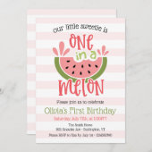 Einer in einem Melon Watermelon zum ersten Geburts Einladung (Vorne/Hinten)