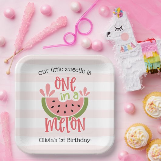 Einer in einem Melon Watermelon zum ersten Geburts Pappteller (Party)