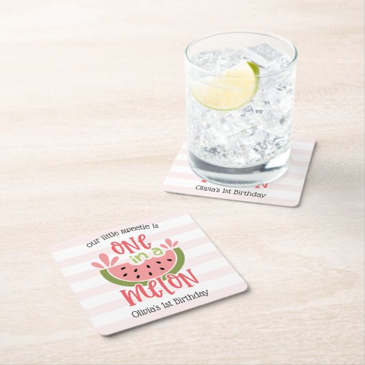 Einer in einem Melon Watermelon zum ersten Geburts Rechteckiger Pappuntersetzer (Vor Ort)