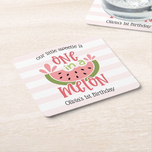 Einer in einem Melon Watermelon zum ersten Geburts Rechteckiger Pappuntersetzer (angewinkelt)