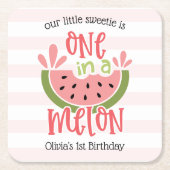 Einer in einem Melon Watermelon zum ersten Geburts Rechteckiger Pappuntersetzer (Vorderseite)