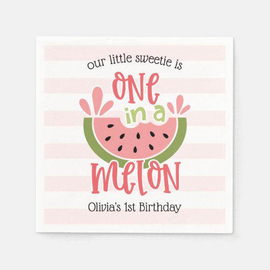 Einer in einem Melon Watermelon zum ersten Geburts Serviette (Vorderseite)