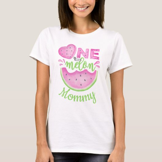 Einer in einer Melon Mommy Watermelon 1. Geburtsta T-Shirt (Vorderseite)