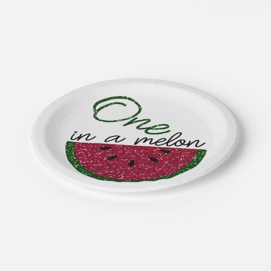 einer in einer Melone, Glitzer Pappteller (Schrägansicht)