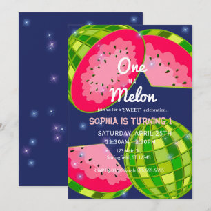 Einer in einer Wassermelone! 1. Geburtstag Party Einladung