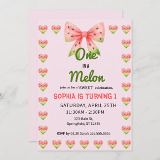 Einer in einer Wassermelone! 1. Geburtstag Party Einladung