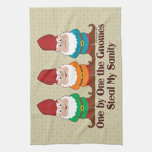 Einer nach dem anderen die Gnome Geschirrtuch (Vertikal)