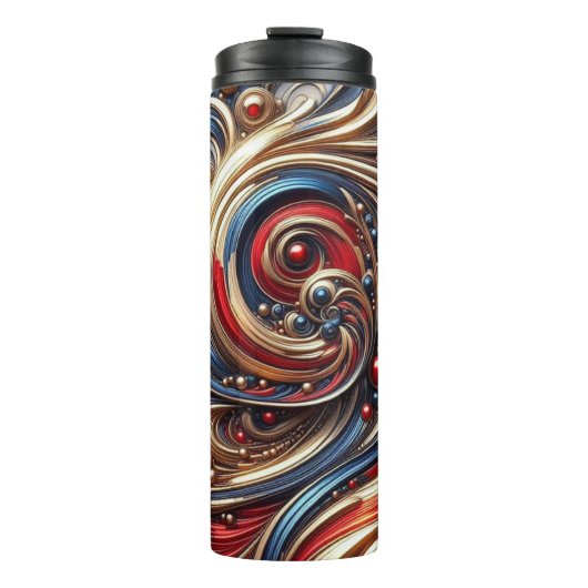 Einer von einer Art - Thermal Red Blue Gold Tumble Thermosbecher (Vorderseite)