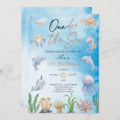 Eines der Meer unter dem Meer 1St Birthday Einladung (Vorne/Hinten)