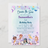 Eines der Meerjungfrauen niedlichen Kinder blau 1. Einladung (Vorderseite)