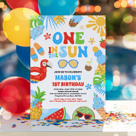 Eines im Sun Tropical Beach 1. Geburtstag Party Einladung