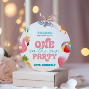 Eines im Sun Tropical Beach 1. Geburtstag Party Geschenkanhänger