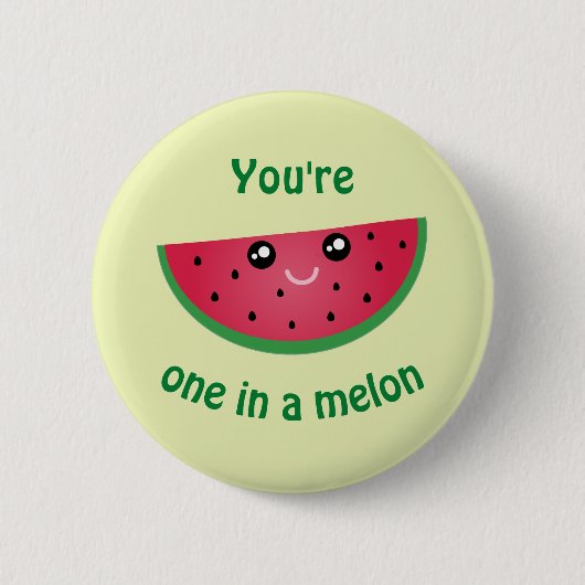 Eines in A Melon Funny Niedlich Kawaii Watermelon Button (Vorderseite)