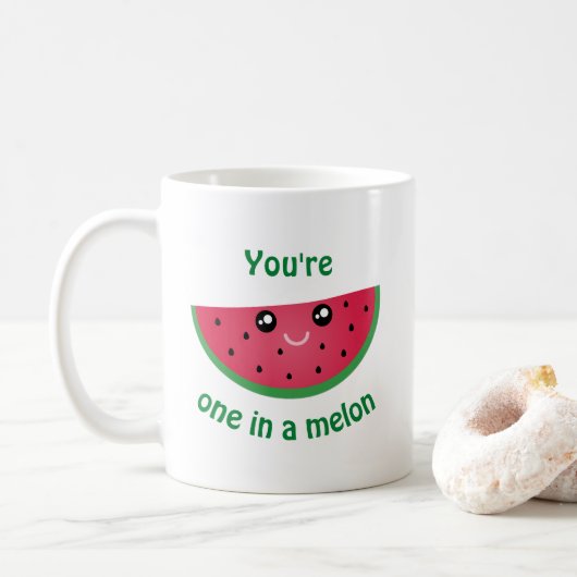 Eines in A Melon Funny Niedlich Kawaii Watermelon Kaffeetasse (Mit Donut)