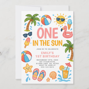 Eines in der Sonne Tropical 1. Geburtstag Party Einladung