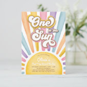 Eines in der Sun Retro Sonnenschein Mädchen 1. Geb Einladung (Stehend Vorderseite)