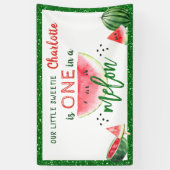 Eines in einem Melon 1. Geburtstag Wassermelon-Par Banner (Vertikal)
