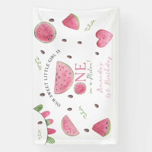 Eines in einem Melon Niedlich Watermelon Girl 1. G Banner (Vertikal)