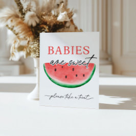 Eines in einem Melon signiert Wassermelonen Babys  Sockelschild
