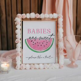 Eines in einem Melon signiert Wassermelonen Babys  Sockelschild