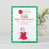 Eines in einem Melon Watermelon Foto Erstgeburt Einladung (Stehend Vorderseite)