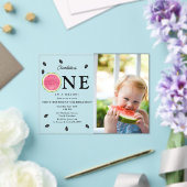 Eines in einem Melon Watermelon Sommer Foto Geburt Acryleinladungen (In Situ (Hochzeit))