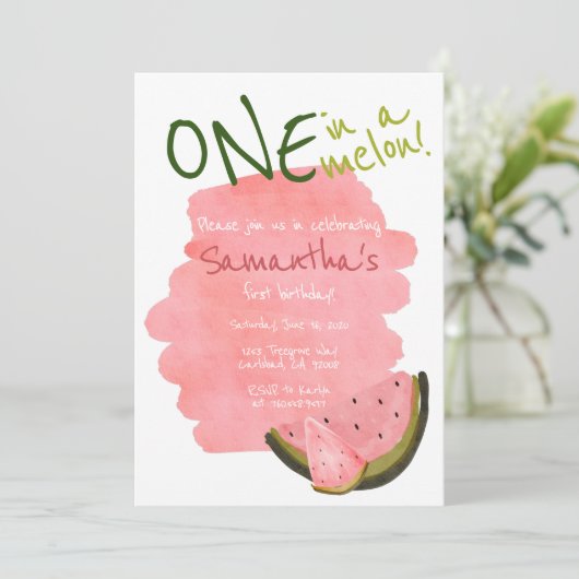 Eines in einem Melon Watermelon Thema Wasserfarbe  (Stehend Vorderseite)