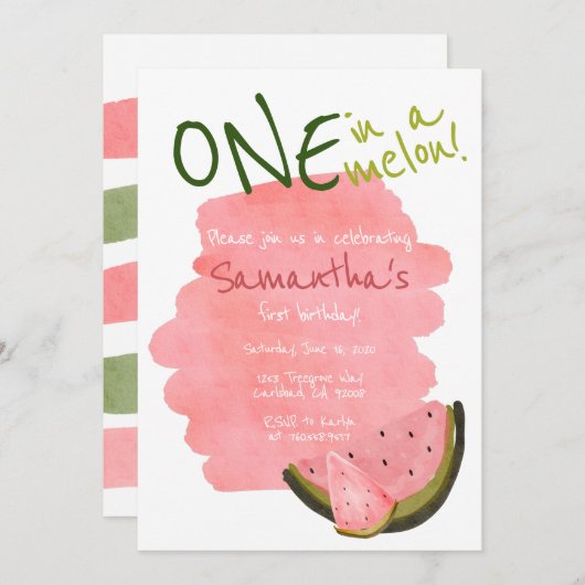 Eines in einem Melon Watermelon Thema Wasserfarbe (Vorne/Hinten)