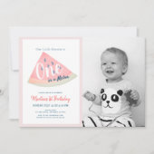 Eines in einem Melon Watermelon Weißes Foto 1. Geb Einladung (Vorderseite)