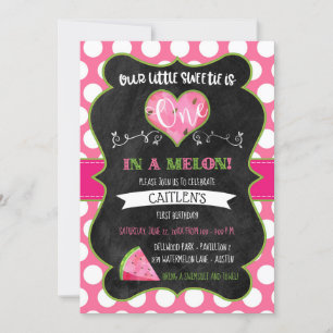 Eines in Melon First Birthday Watermelon Pink Einladung