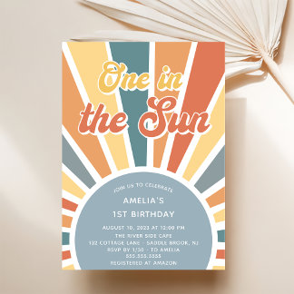 Eines in Sun 1. Geburtstag Rainbow-Party Einladung