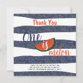 Eines ist Melon 1. Geburtstag Party Watermelon Dankeskarte (Vorderseite)