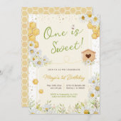 Eines ist Sweet Bumblebee Erstes Party zum 1. Gebu Einladung (Vorne/Hinten)