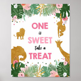 Eines ist Sweet Safari Animals Girl Birthday Sign Poster
