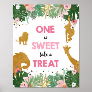 Eines ist Sweet Safari Animals Girl Birthday Sign Poster