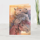 Eines mit Herd Watercolor Pferden Karte (Vorderseite)