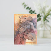 Eines mit Herd Watercolor Pferden Postkarte (Stehend Vorderseite)